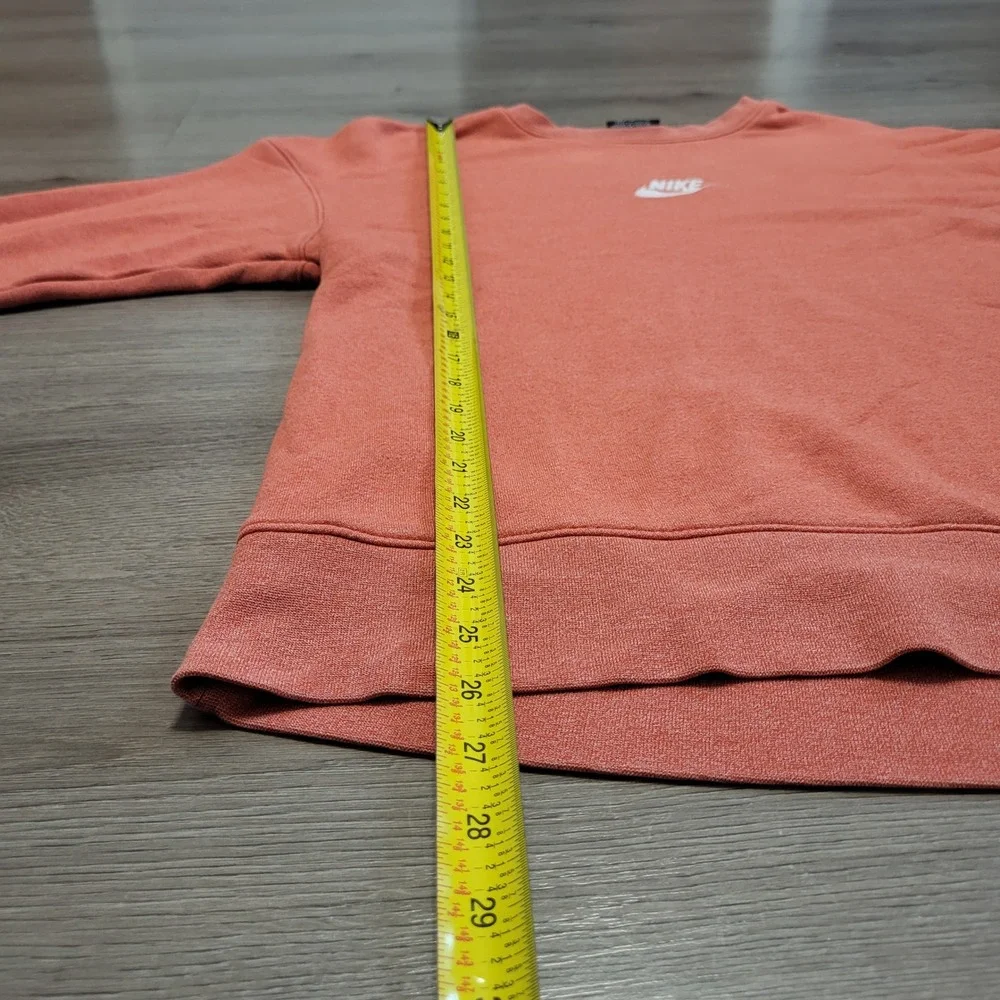 Nike Women Coral Oversized Crewneck Sweatshirt Embroidered Logo‎ Medium Y2K